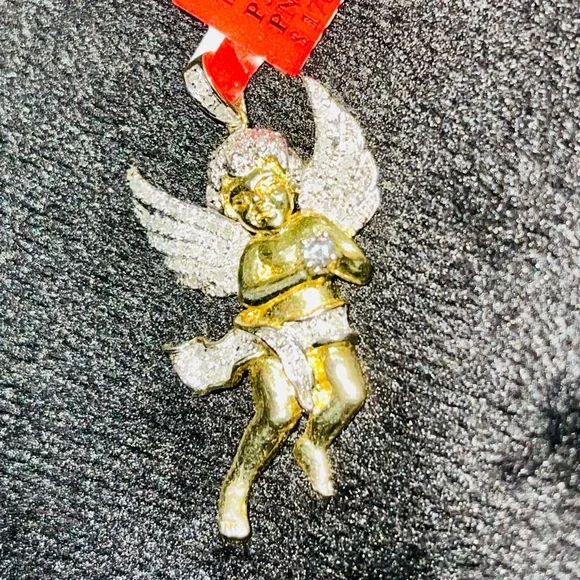 Real diamond.55ct custom made angel pendant charm gold  vermeil best gift ever - Picture 5 of 8